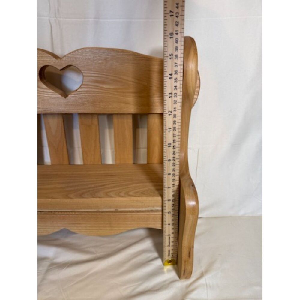 Primitive Wood Heart Bench Child Chair Plant Stand Farmhouse Rustic Cottage - Picture 8 of 8
